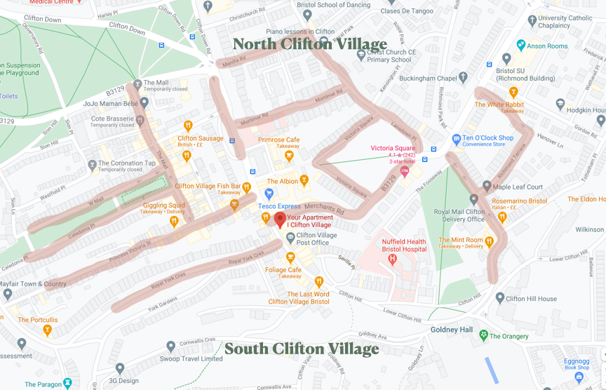 Parking Map for Clifton Village - Febraury 2021