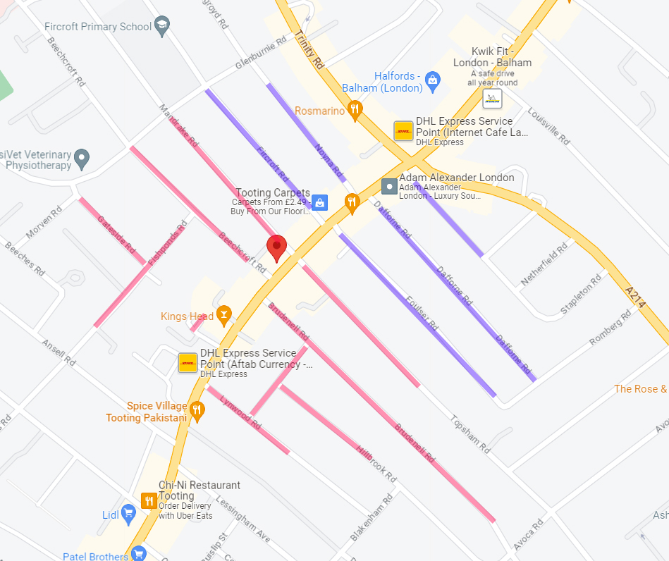 Parking Map for Tooting - Febraury 2021