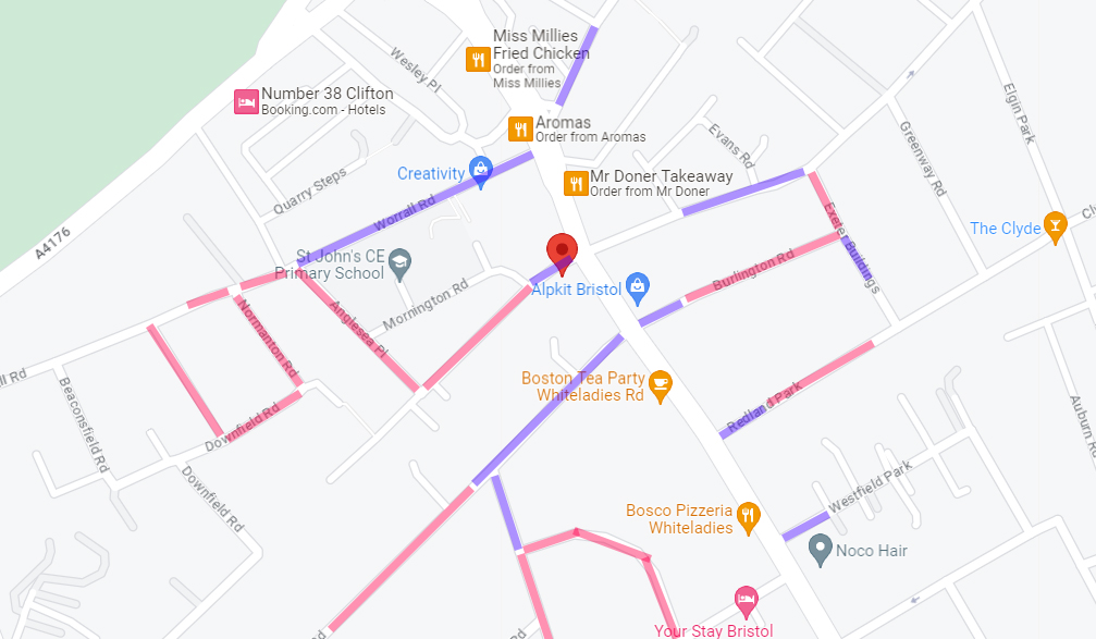 Parking Map for Clifton Village - Febraury 2021