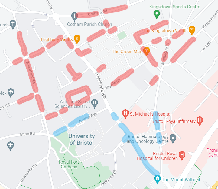 Parking Map for Clifton Village - Febraury 2021
